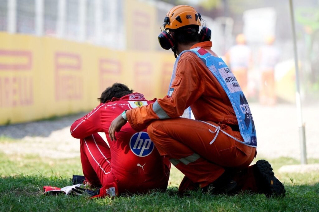 Leclerc escapa de punição no grid do GP da Espanha após acidente de 50G em Monza