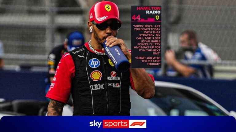 Hamilton pede desculpas após estratégia em Singapura custar pontos à Ferrari